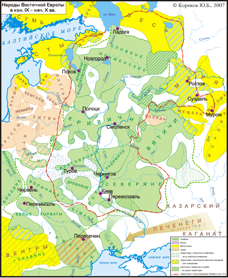 Жёлтым выделены финно-угорские племена. «Финно-угорские народы – жители «Руси» до прихода славян»: уникальный этнос в РФ