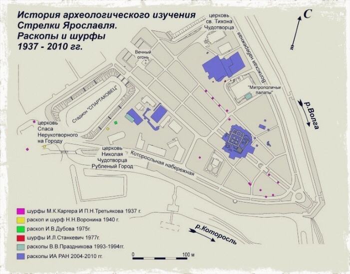 Цветом показаны места раскопок, всё остальное хранит свои тайны