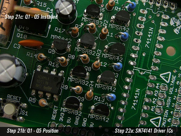 NPN MPSA42 Small Signal Transistors @ Positions Q1 Through Q5