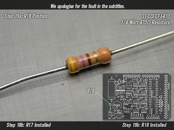 1/4watt 470ohms 5% Metal Film Resistor @ Position R18