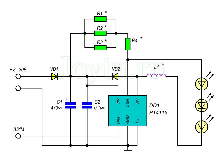 Универсальный блок питания для светодиодов на PT4115